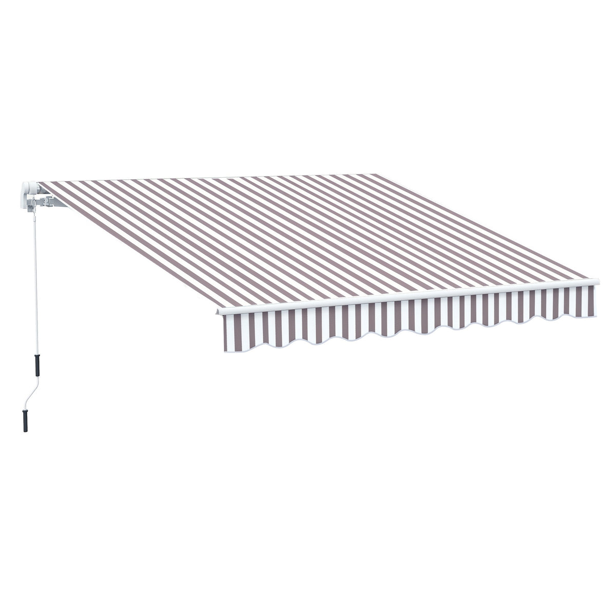 Outsunny 10' x 8' Retractable Awning, Patio Awnings, Sunshade Shelter w/ Manual Crank Handle, UV & Water-Resistant Fabric and Aluminum Frame for Deck, Balcony, Yard, Coffee Stripes