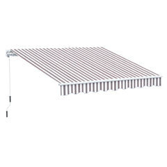 Outsunny 10' x 8' Retractable Awning, Patio Awnings, Sunshade Shelter w/ Manual Crank Handle, UV & Water-Resistant Fabric and Aluminum Frame for Deck, Balcony, Yard, Coffee Stripes