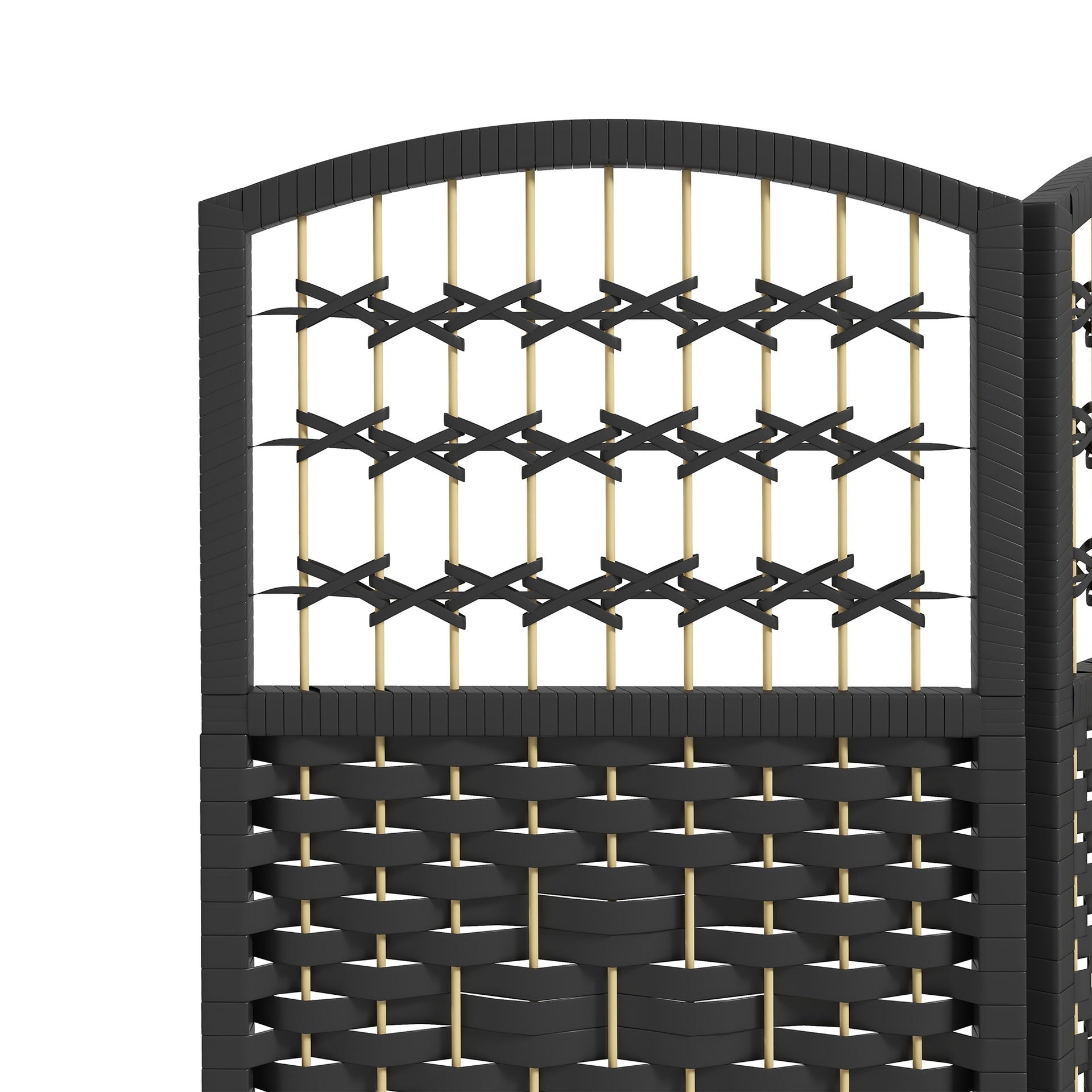 HOMCOM 6 Panel Folding Room Divider Portable Privacy Screen Wave Fiber Room Partition for Home Office Black