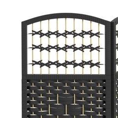 HOMCOM 6 Panel Folding Room Divider Portable Privacy Screen Wave Fiber Room Partition for Home Office Black