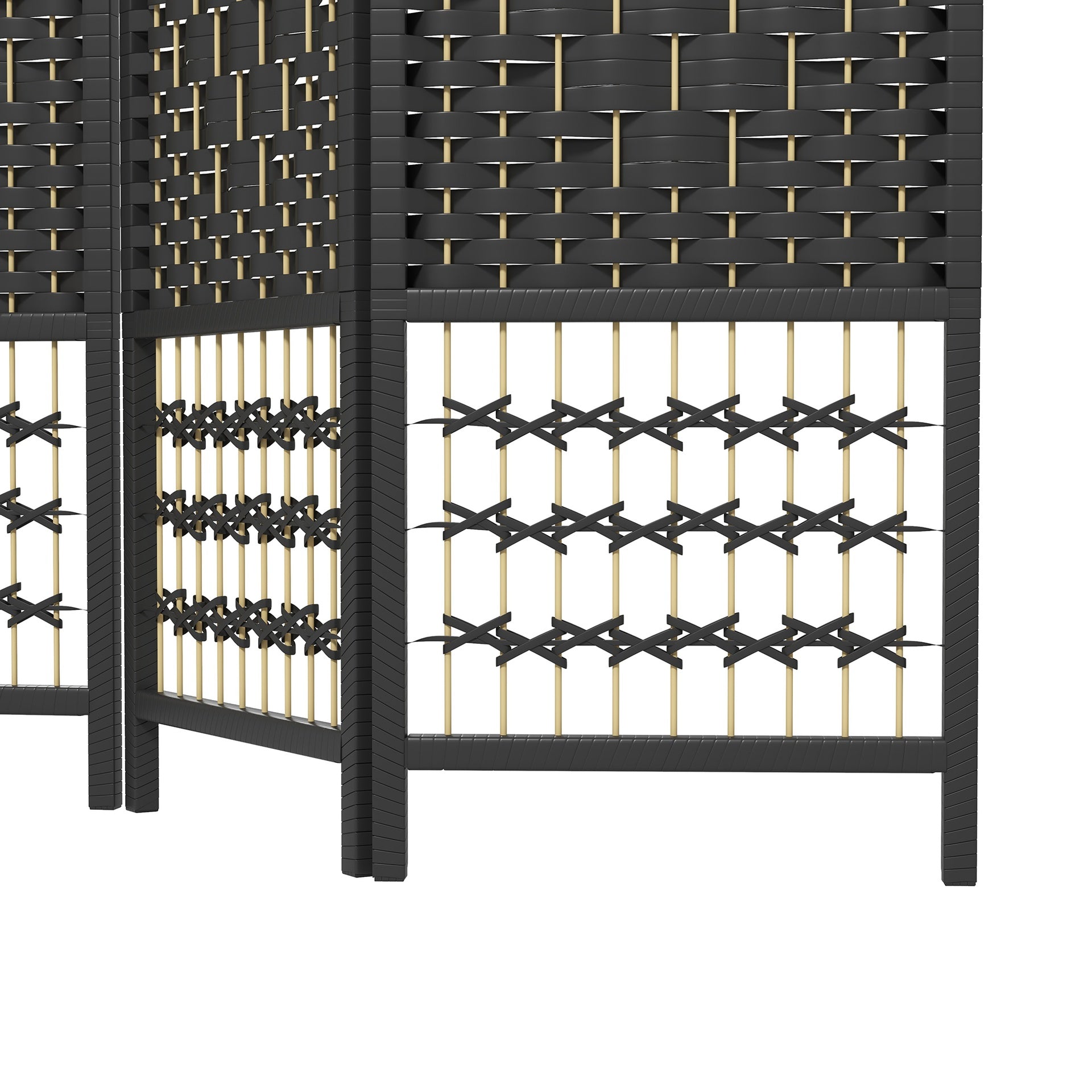 HOMCOM 6 Panel Folding Room Divider Portable Privacy Screen Wave Fiber Room Partition for Home Office Black