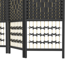 HOMCOM 6 Panel Folding Room Divider Portable Privacy Screen Wave Fiber Room Partition for Home Office Black
