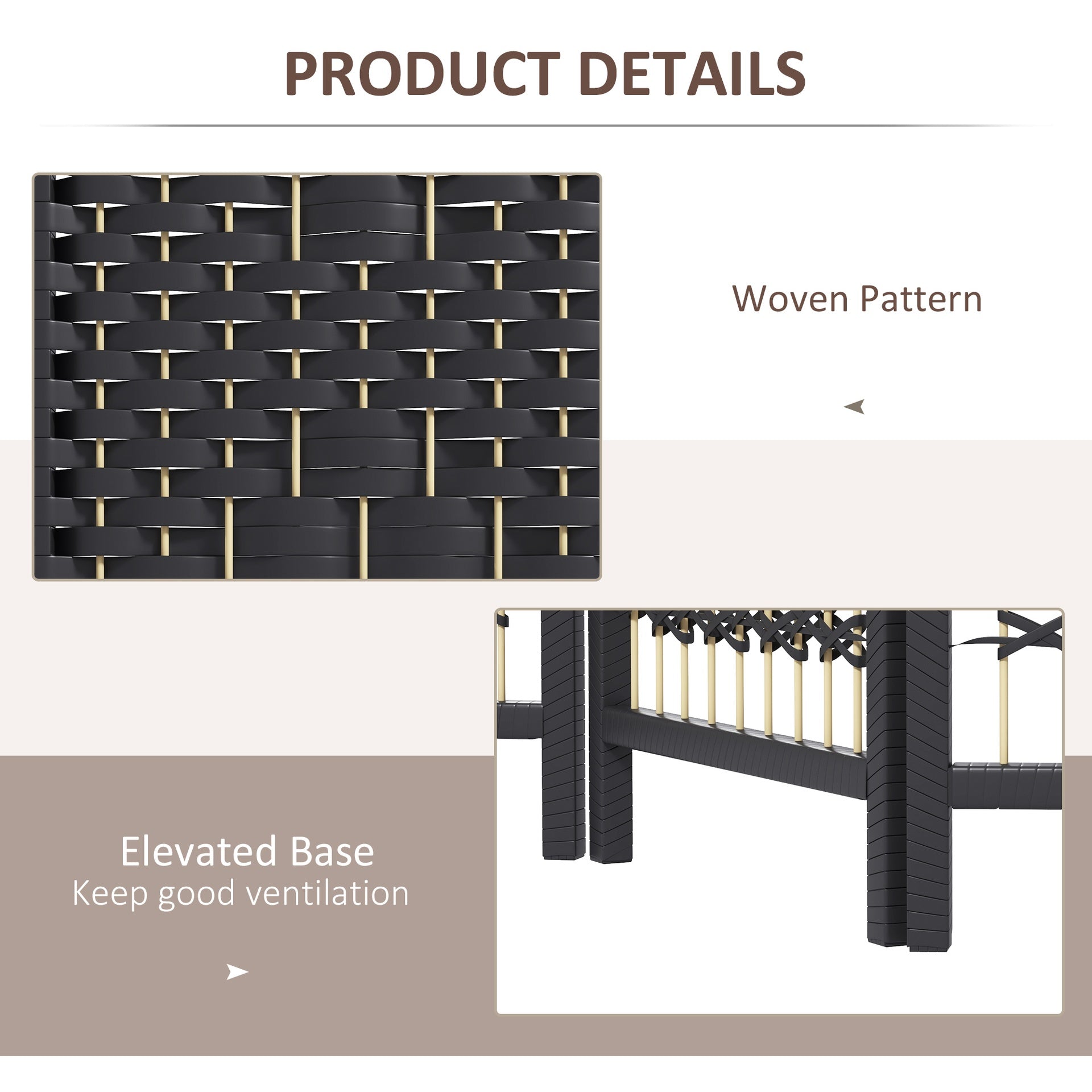 HOMCOM 6 Panel Folding Room Divider Portable Privacy Screen Wave Fiber Room Partition for Home Office Black
