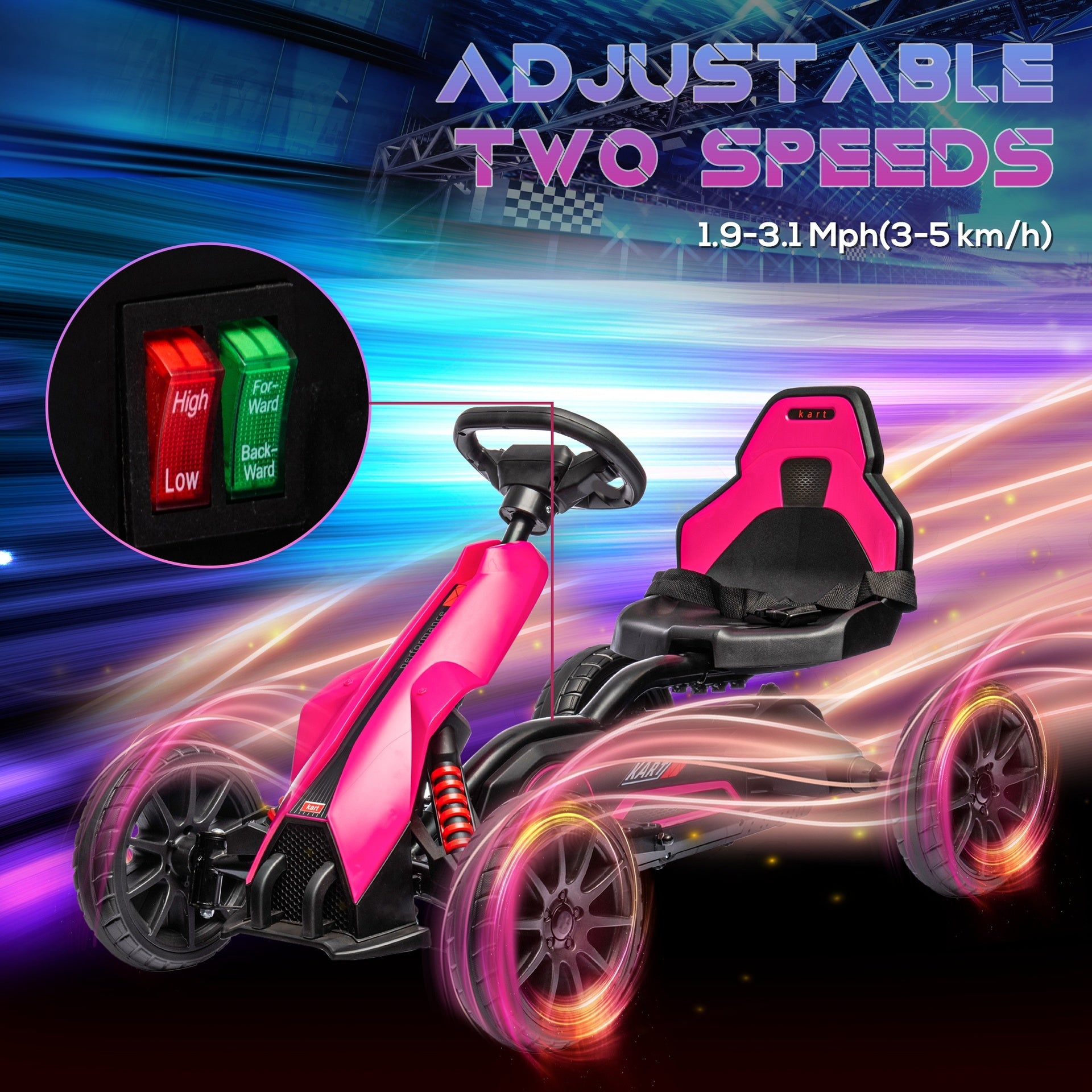 Aosom 12V Electric Go Kart for Kids w/ Adjustable Speed, Pink