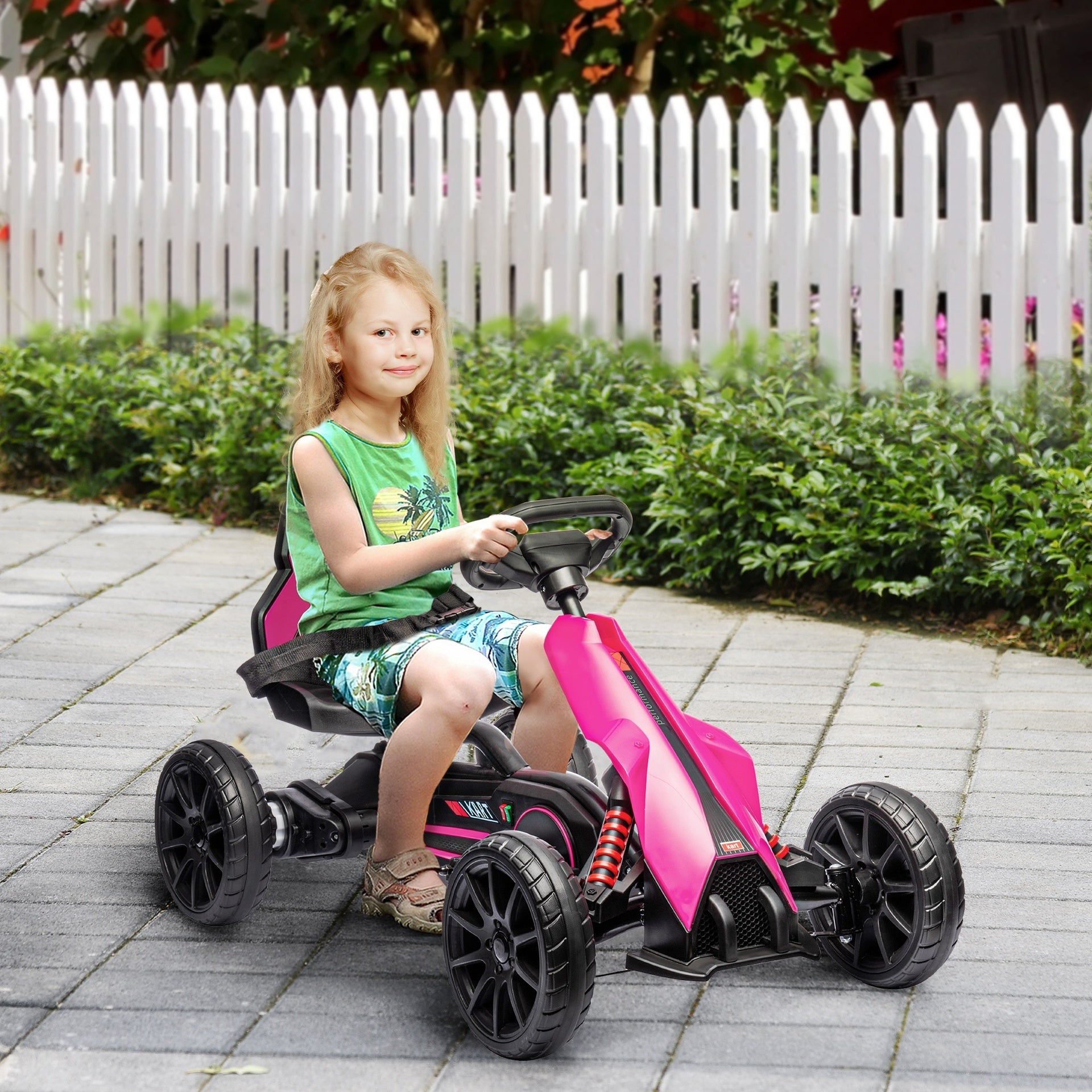 Aosom 12V Electric Go Kart for Kids w/ Adjustable Speed, Pink