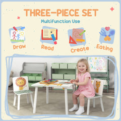 Qaba 3-Piece Kids Toddler Table and Chair Set Furniture for Boys and Girls Aged 3-8, Bedroom, Nursery, Playroom, Green