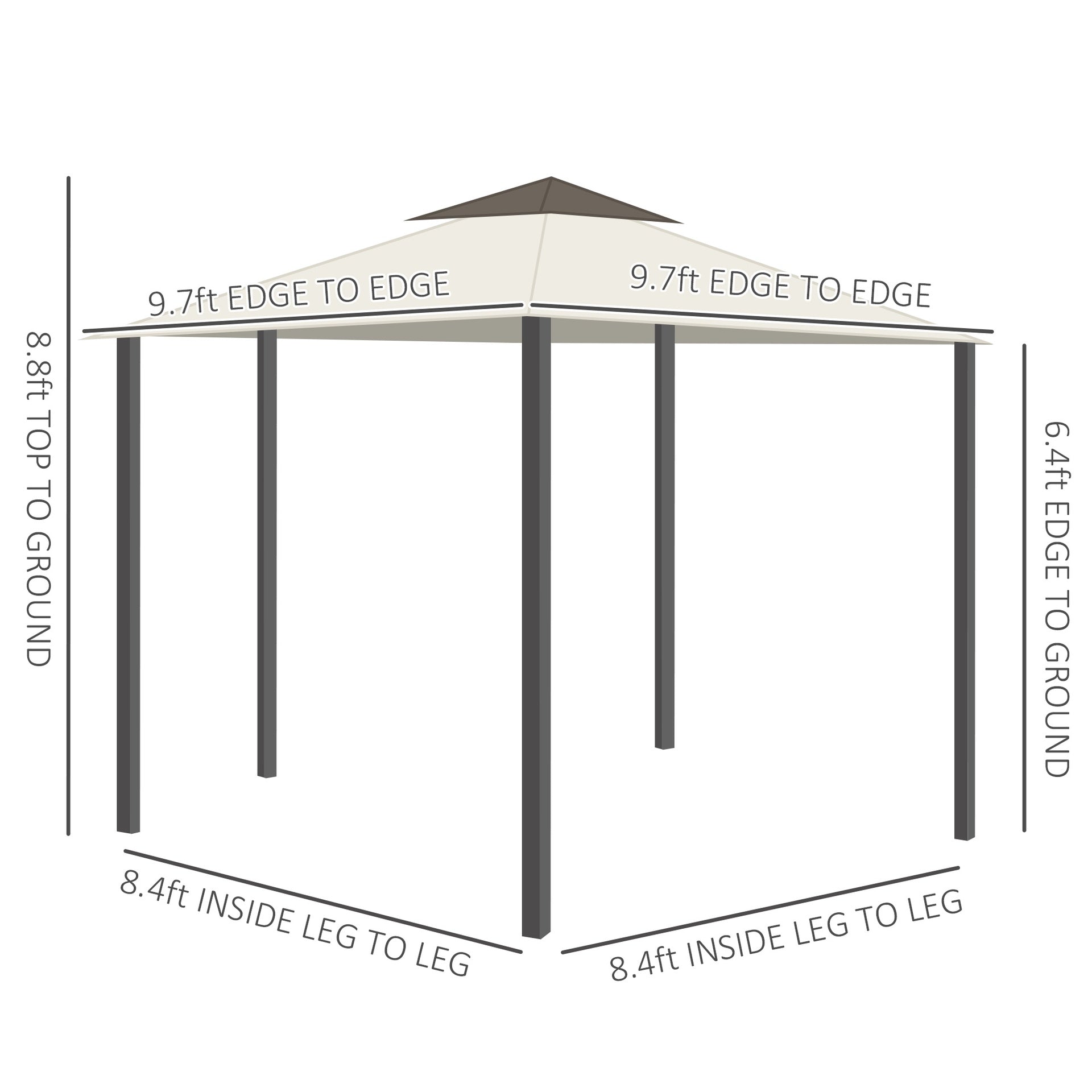 Outsunny 10' x 10' Patio Gazebo, Double Roof Outdoor Gazebo with Privacy Curtains, Mesh Netting, Aluminum Frame Outdoor Canopy Shelter, Cream White