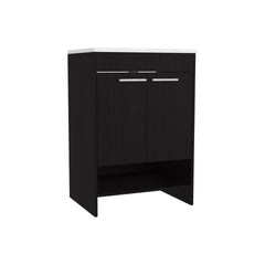 Lorenzo Floor Vanity With Four Drawers And Two Open Shelves, Black