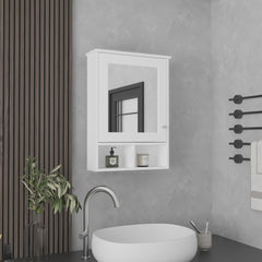 Vina Medicine Cabinet with Mirror Door 29" High Cabinet Organizer with Three concealed Shelves and Two Open shelves  for Bathroom, Kitchen, Mudroom