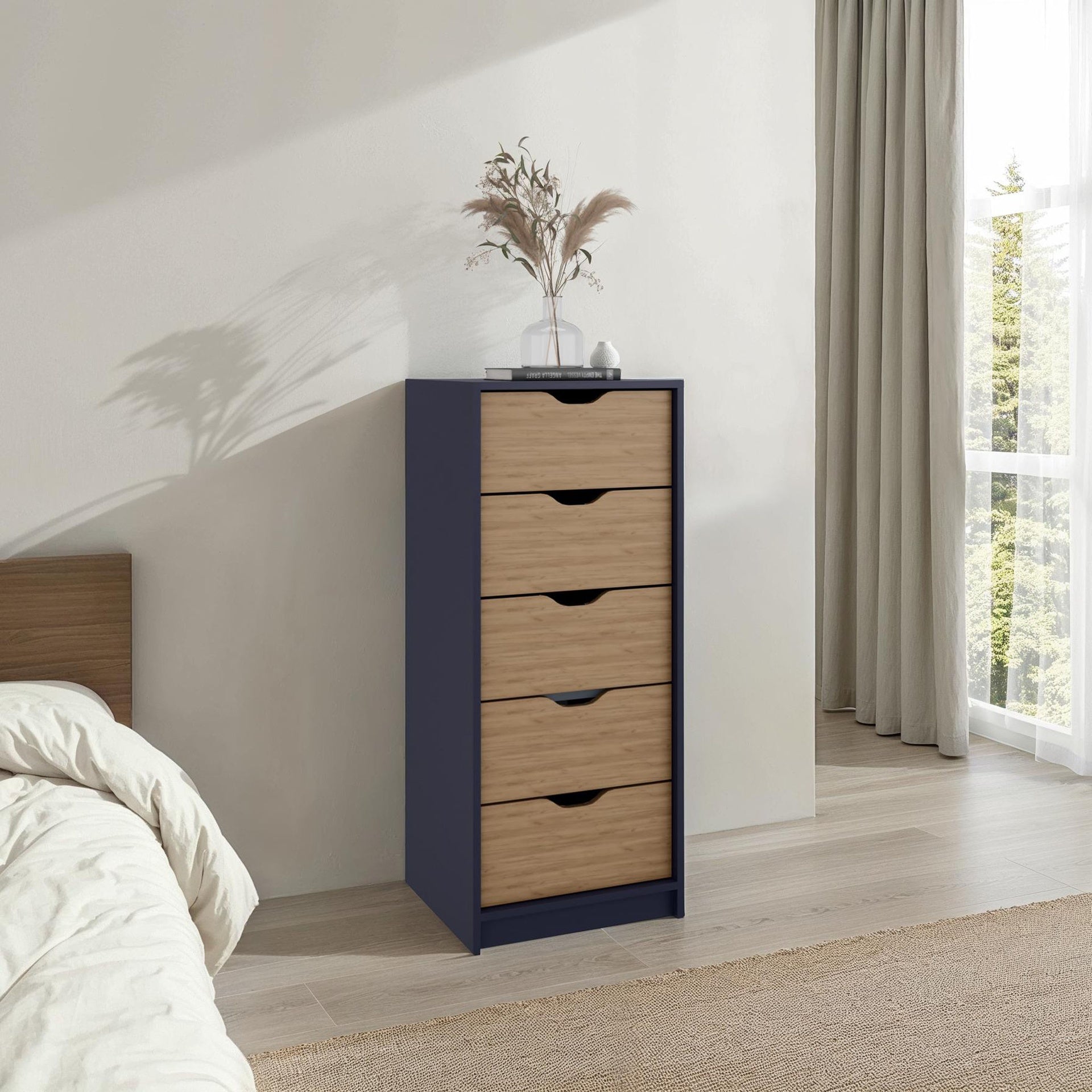 Basilea 5 Drawers Tall Dresser, Pull Out System