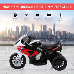Aosom 6V 3 Wheeled Electric Motorcycle, Kids Motorcycle Licensed BMW with Headlight, Music, Red