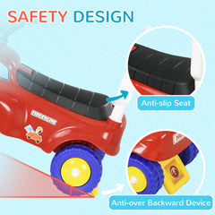 Qaba Toddler Ride on Fire Truck with Music, Horn, Under Seat Storage, for Kids 18-36 Months, Red