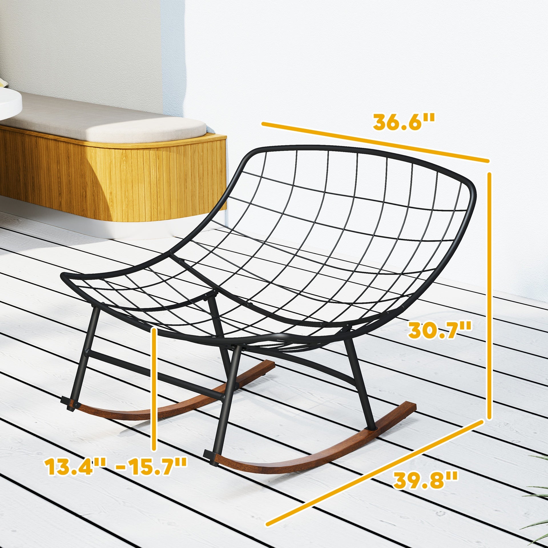 Outsunny Outdoor Rocking Chair Patio Set of 2, Oversized Rocking Papasan Chairs with Cushions for Garden Porch, 265 lbs., Gray