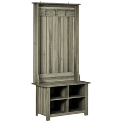 HOMCOM Hall Tree with Shoe Storage Bench Entryway Bench for Living Room, Grey