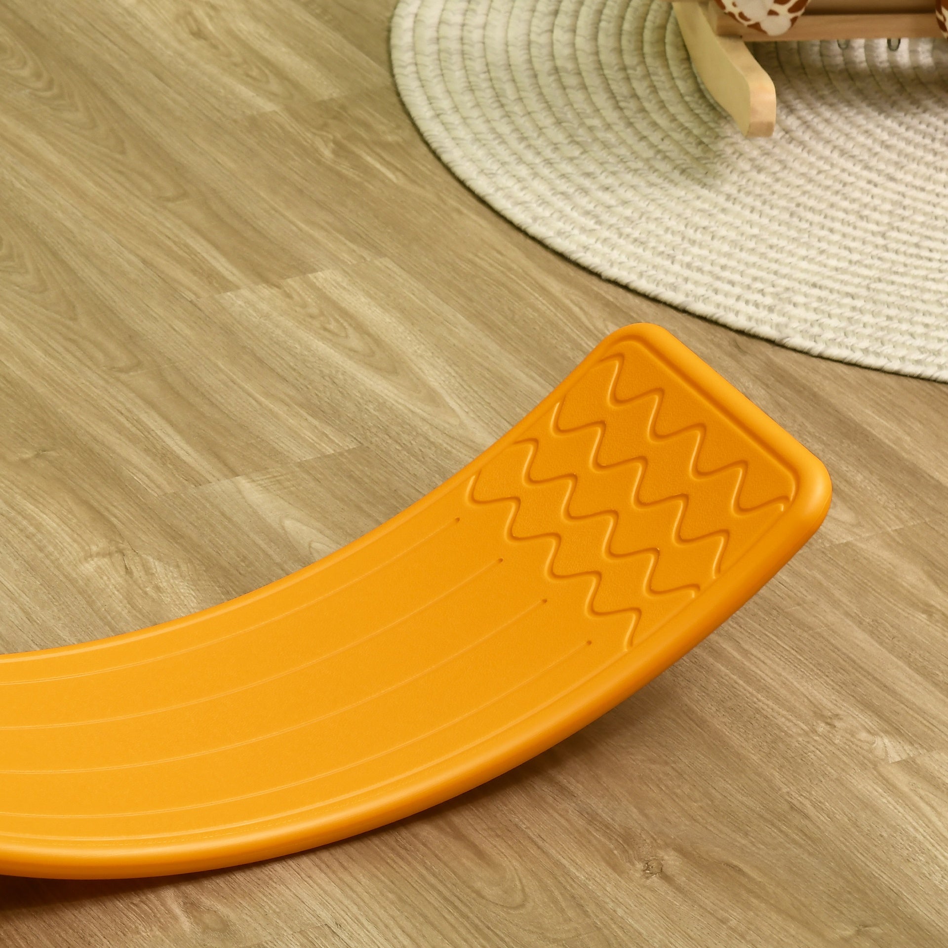 Qaba 32.3" Balance Board, Wobble Board for Kids & Toddlers, Montessori Waldorf Toy for Ages 3-6 Years Old, Orange