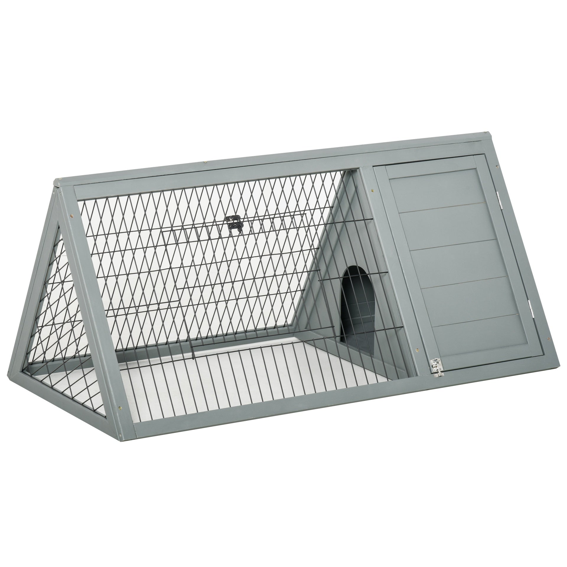 PawHut Rabbit Hutch Outdoor, Wooden Chicken Coop with Run, Outdoor Small Animal Cage for Rabbit, Small Duck and Chicken, for Garden, Backyard, Farms, 46" x 24.5" x 21", Light Gray