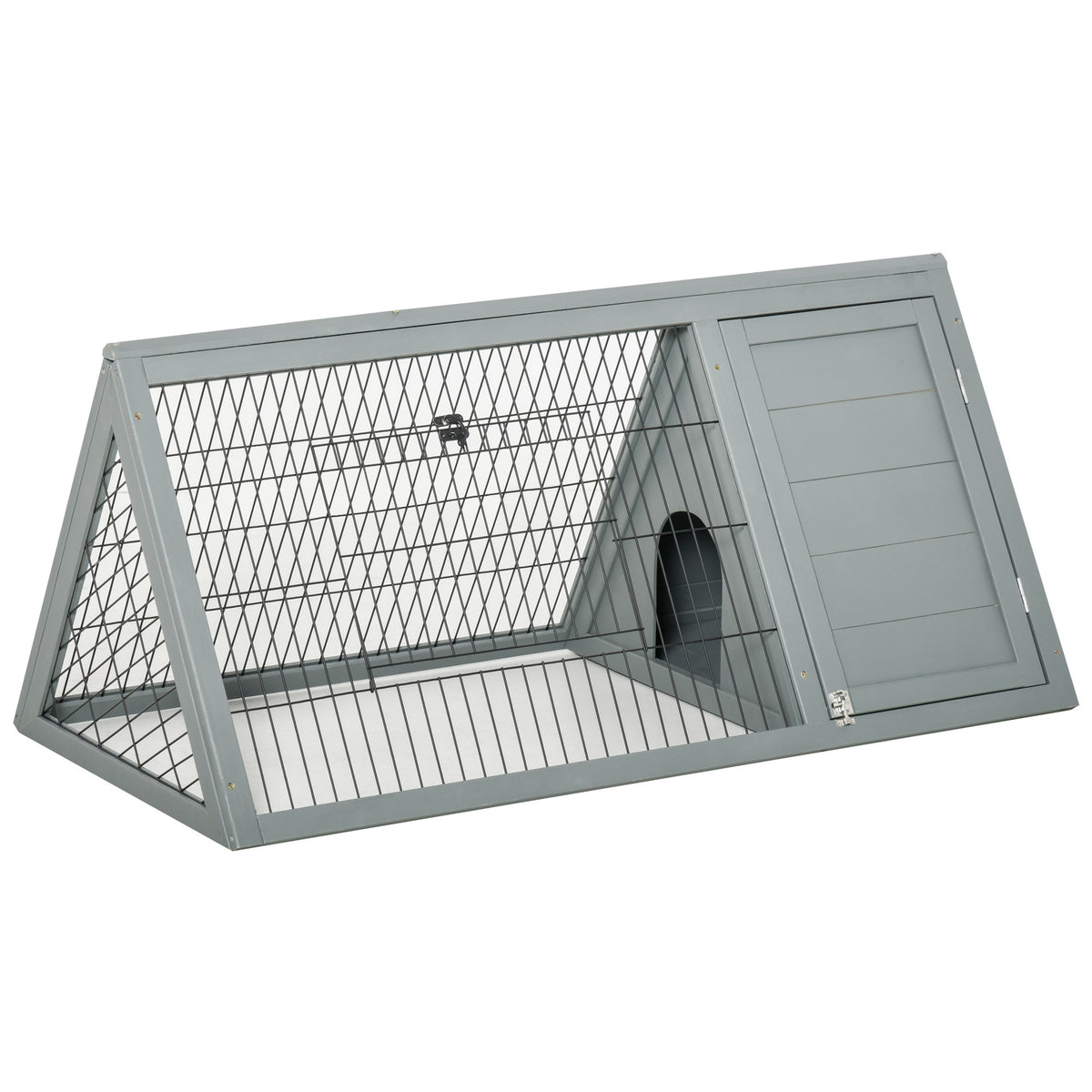 PawHut Rabbit Hutch Outdoor, Wooden Chicken Coop with Run, Outdoor Small Animal Cage for Rabbit, Small Duck and Chicken, for Garden, Backyard, Farms, 46" x 24.5" x 21", Light Gray