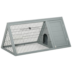 PawHut Rabbit Hutch Outdoor, Wooden Chicken Coop with Run, Outdoor Small Animal Cage for Rabbit, Small Duck and Chicken, for Garden, Backyard, Farms, 46" x 24.5" x 21", Light Gray