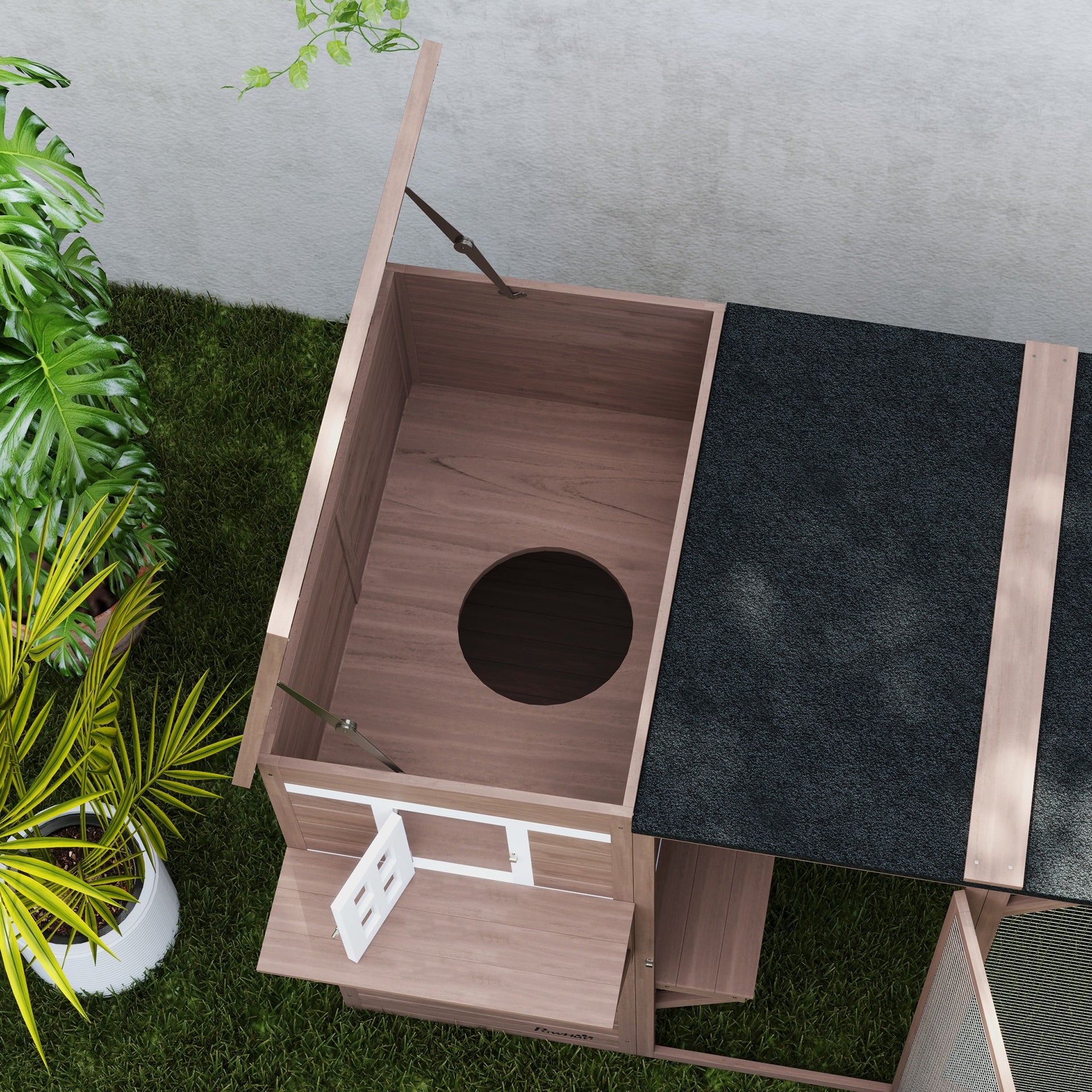 PawHut Large Outdoor Cat House for 3 Kitties, Multi-Level Design with Big Hiding Areas 2 Stories & Multiple Platforms Cat Condo