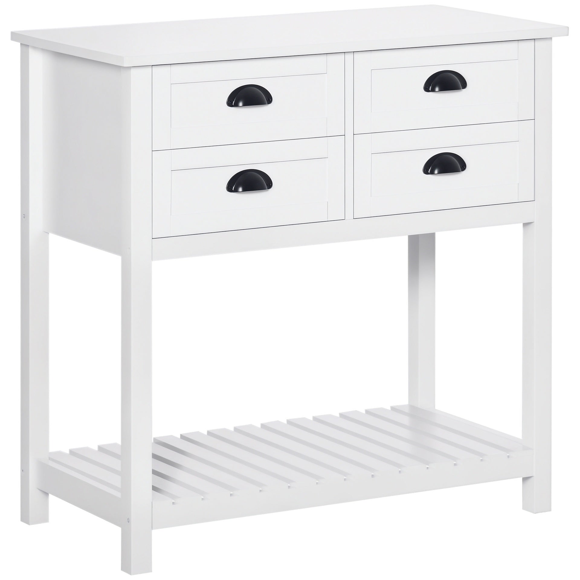 HOMCOM Sideboard Buffet Cabinet with Storage, Modern Coffee Bar Cabinet with 4 Drawers and Slatted Bottom Shelf, Console Table for Kitchen, Living Room, Dining Room, Hallway, White