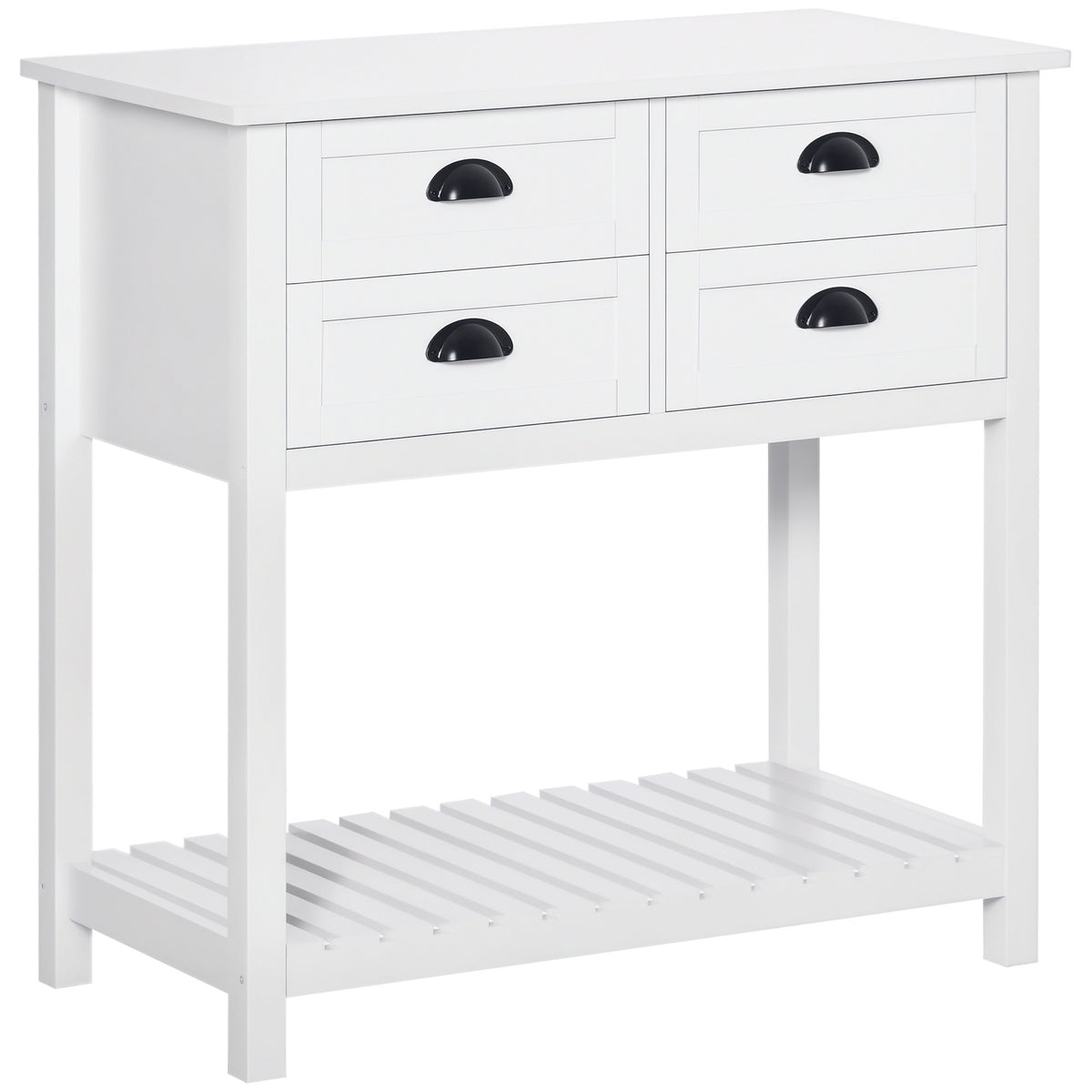 HOMCOM Sideboard Buffet Cabinet with Storage, Modern Coffee Bar Cabinet with 4 Drawers and Slatted Bottom Shelf, Console Table for Kitchen, Living Room, Dining Room, Hallway, White