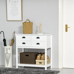 HOMCOM Sideboard Buffet Cabinet with Storage, Modern Coffee Bar Cabinet with 4 Drawers and Slatted Bottom Shelf, Console Table for Kitchen, Living Room, Dining Room, Hallway, White