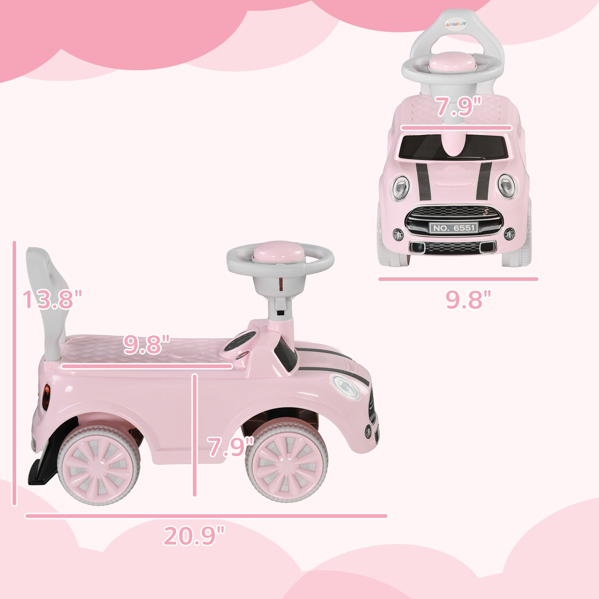 Qaba Foot to Floor Toddler Ride on Toy, Sliding Car w/ Horn, No Tip Anti-Over-Backwards System for 18-36 Months, Pink