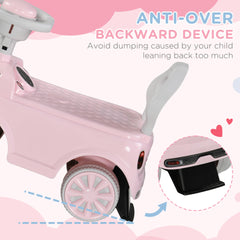Qaba Foot to Floor Toddler Ride on Toy, Sliding Car w/ Horn, No Tip Anti-Over-Backwards System for 18-36 Months, Pink