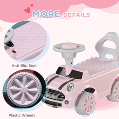 Qaba Foot to Floor Toddler Ride on Toy, Sliding Car w/ Horn, No Tip Anti-Over-Backwards System for 18-36 Months, Pink