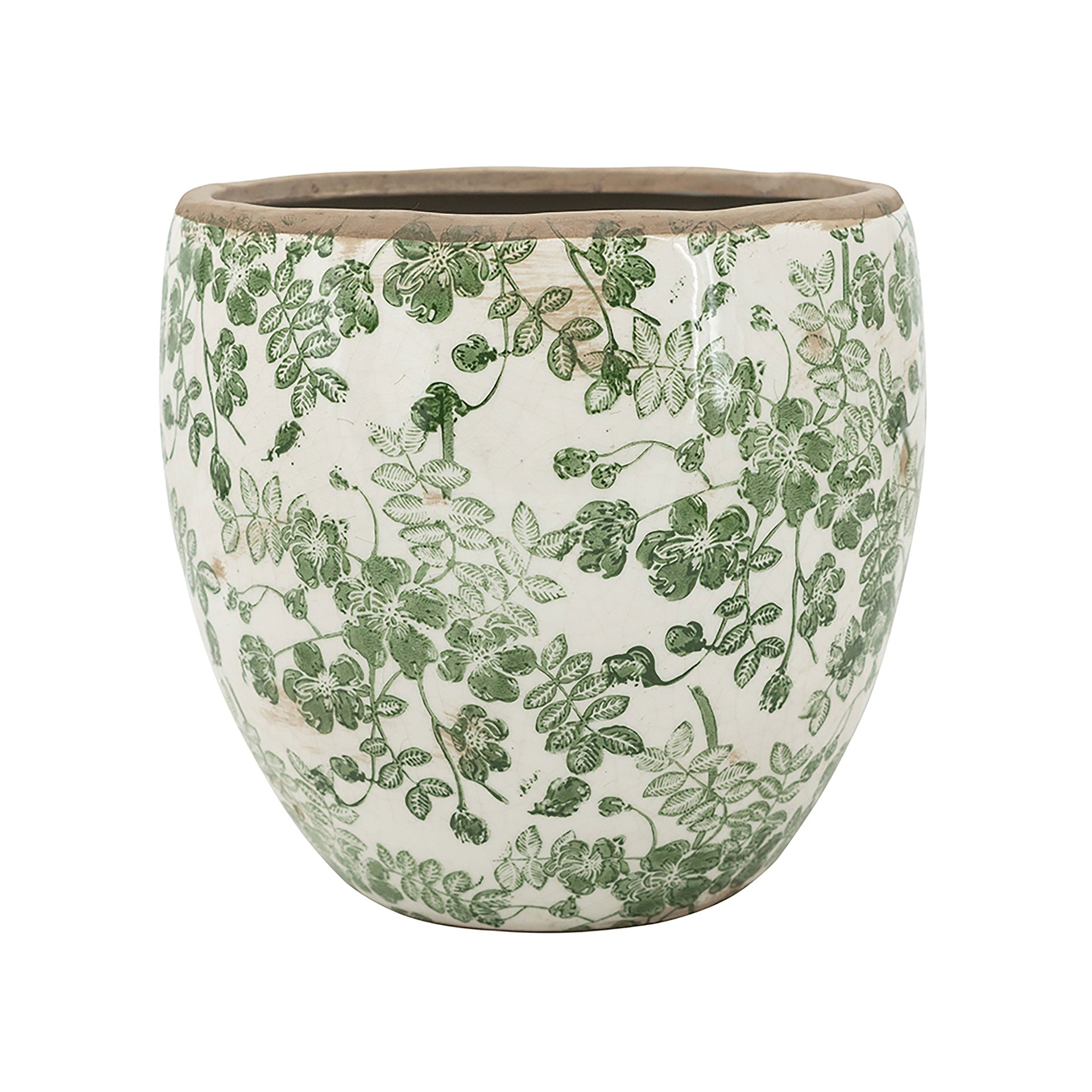 5.1x5.1x4.5" Ceramic Flower Vase with Floral Pattern, 4 Pack