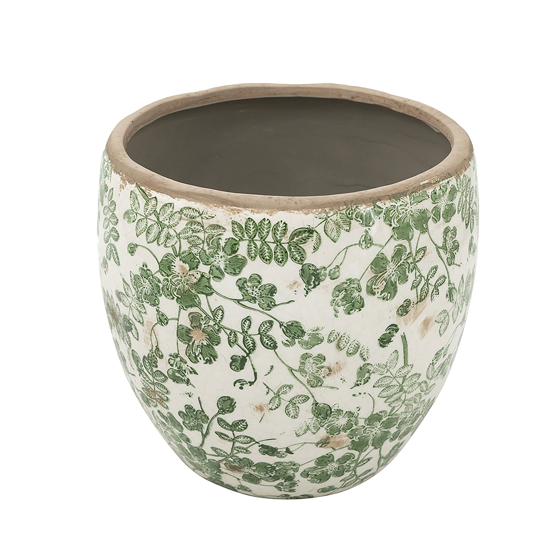 5.1x5.1x4.5" Ceramic Flower Vase with Floral Pattern, 4 Pack