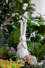 9.5x9.5x27.5" Textured White Magnesium Bunny Rabbit with Subtle Gold Details
