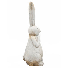 9.5x9.5x27.5" Textured White Magnesium Bunny Rabbit with Subtle Gold Details
