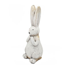 7.5x7x20" Textured White Magnesium Bunny Rabbit with Subtle Gold Details