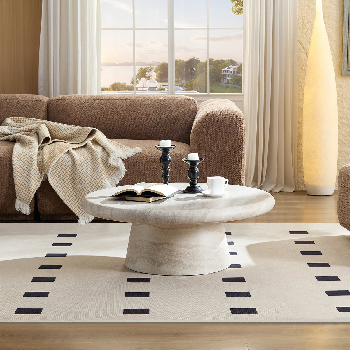 Modern Round Coffee Table, Perfect for Living Room Decor,No Assembly