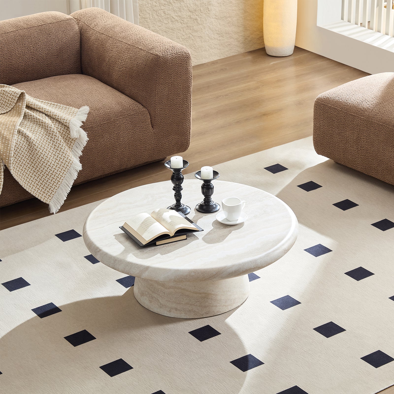 Modern Round Coffee Table, Perfect for Living Room Decor,No Assembly