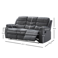Lumbar Massage Recliner Sofa - Relaxation, TV Watching & Napping, for Living Room/Family Room, Polyester Fabric with Solid Wood Frame & Steel Rail System