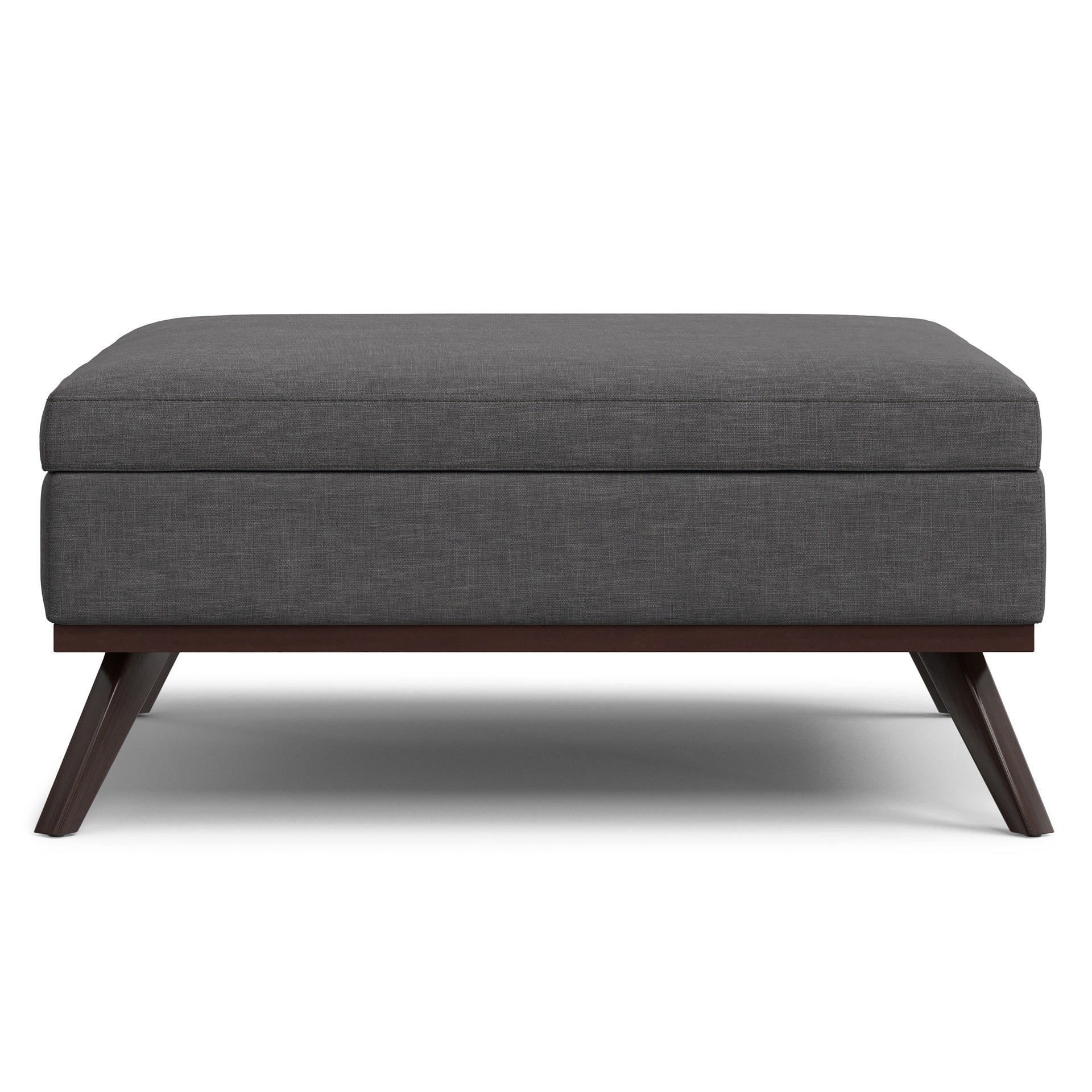 Owen 40 inch Wide XL Square Coffee Table Storage Ottoman in Slate Grey Polyester Fabric
