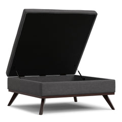 Owen 40 inch Wide XL Square Coffee Table Storage Ottoman in Slate Grey Polyester Fabric