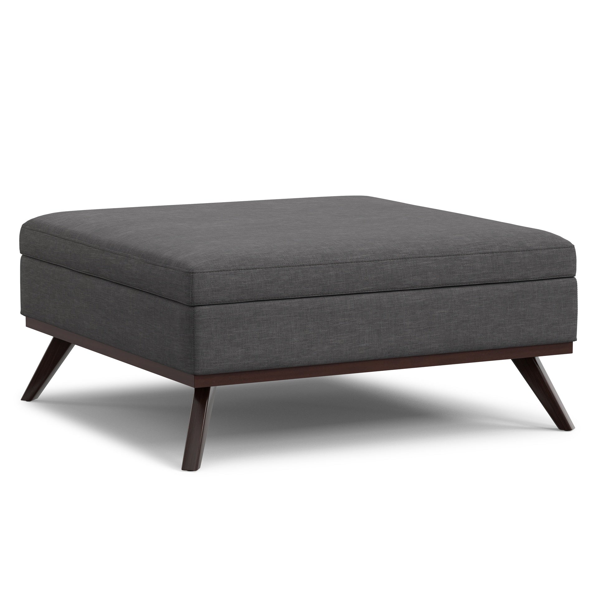 Owen 40 inch Wide XL Square Coffee Table Storage Ottoman in Slate Grey Polyester Fabric