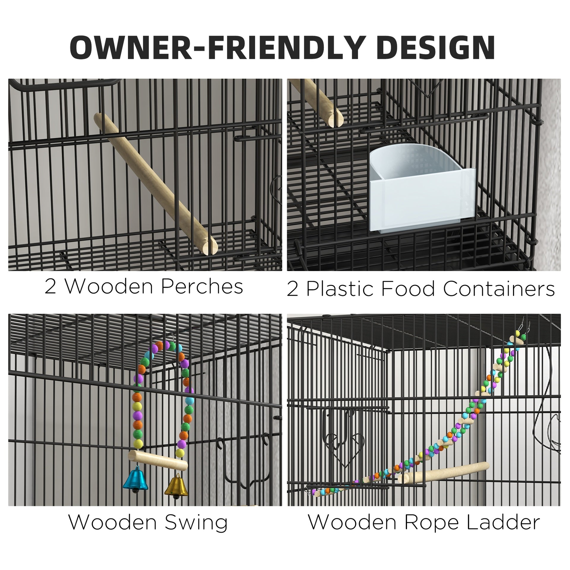 PawHut Double Stackable Bird Cage on Wheels w/ Stand, for Canaries