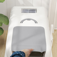 PawHut 2 in 1 Stainless Steel Cat Litter Box with Removable Lid, Scoop, Filter Bags, for Small to Large Cats, White