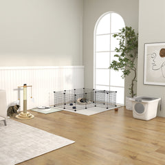 PawHut Covered Cat Litter Box, Easy Cleaning Kitty Litter Box with Front Entrance, Top Exit, Scoop, for Odor Control, White