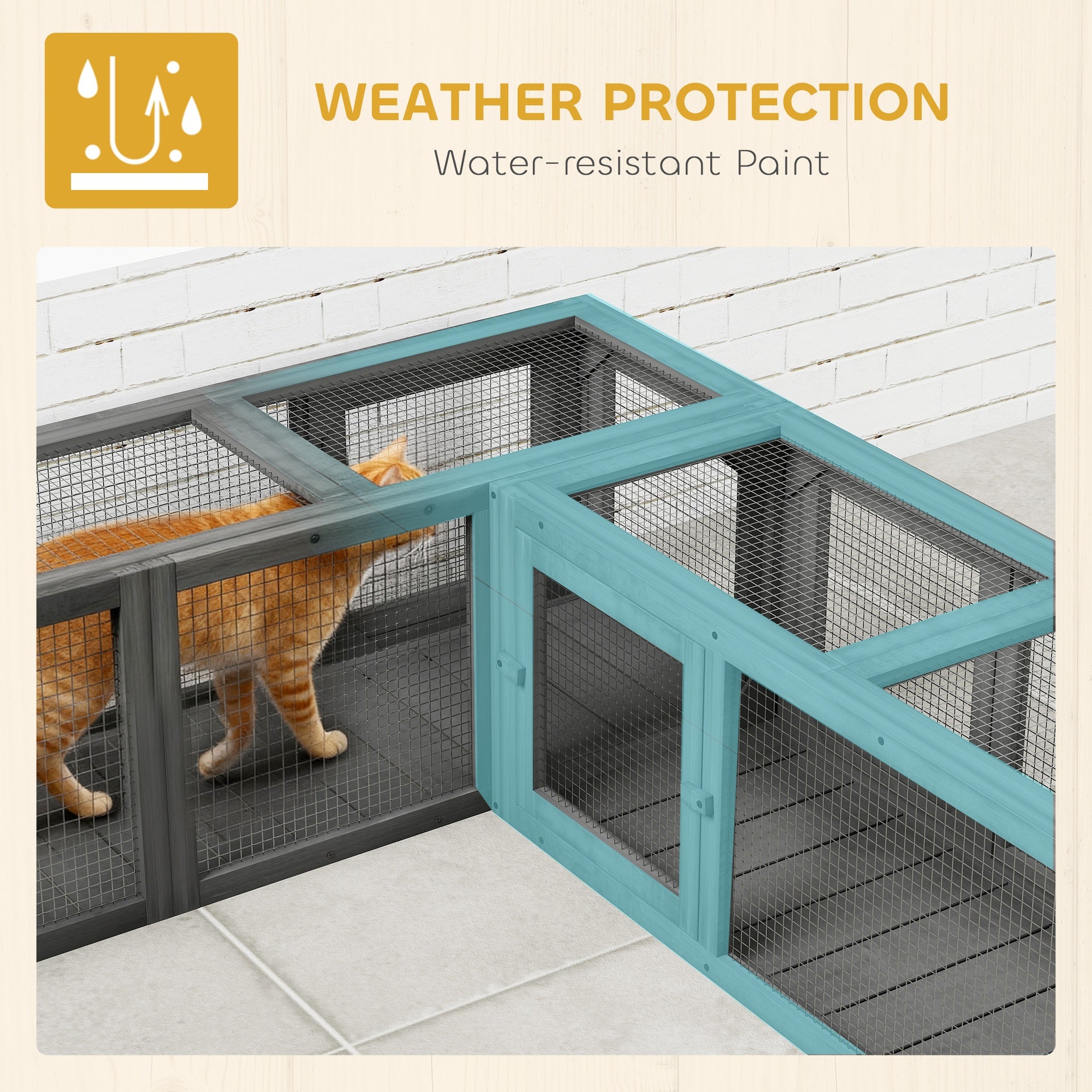 PawHut Wooden 98" Cat Tunnel for Outdoor with Combinable Design, 8 Doors, Dark Gray