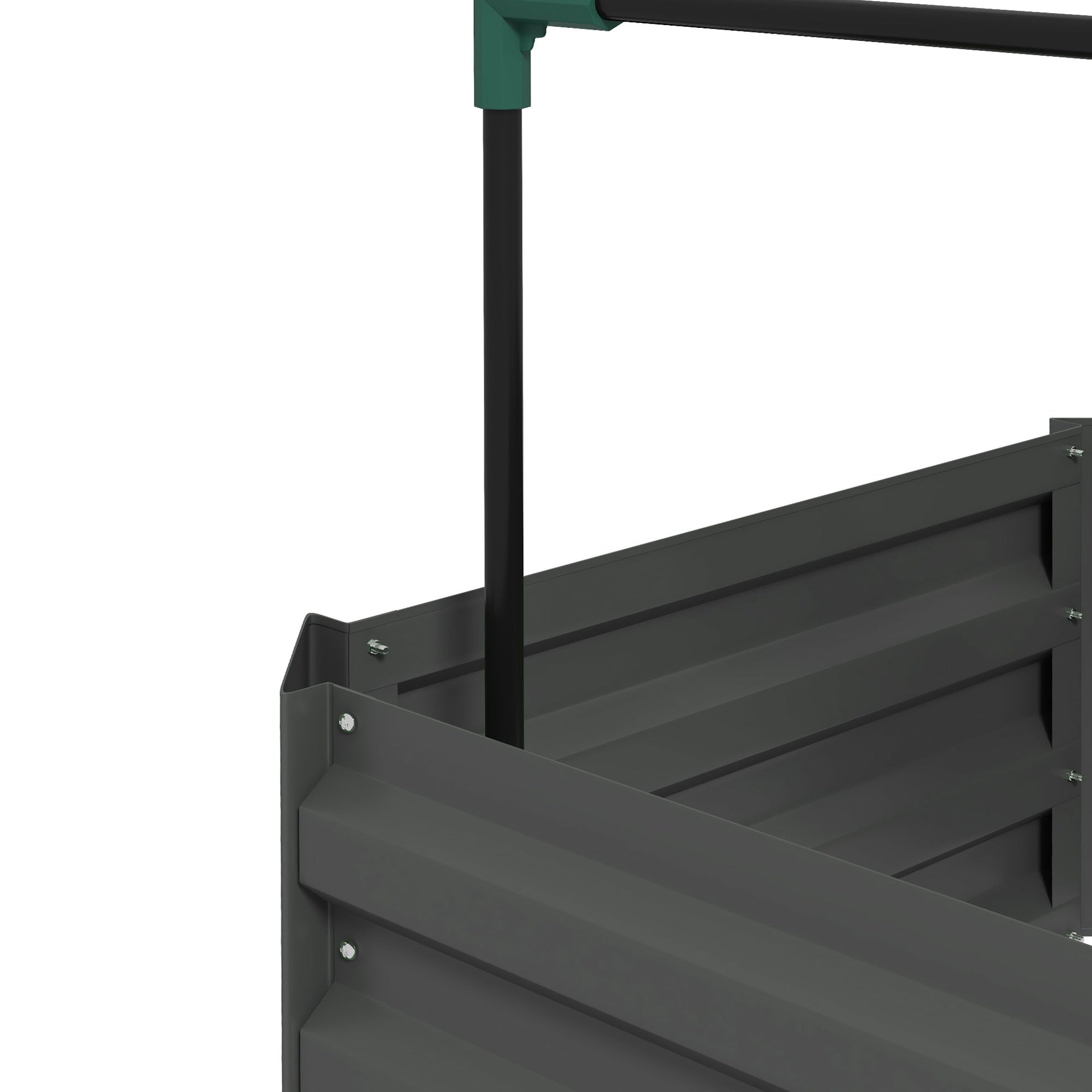 Outsunny Galvanized Planter Box, 24" x 24" x 73.5" Raised Garden Bed with Tomato Cage for Climbing Vines, Dark Gray
