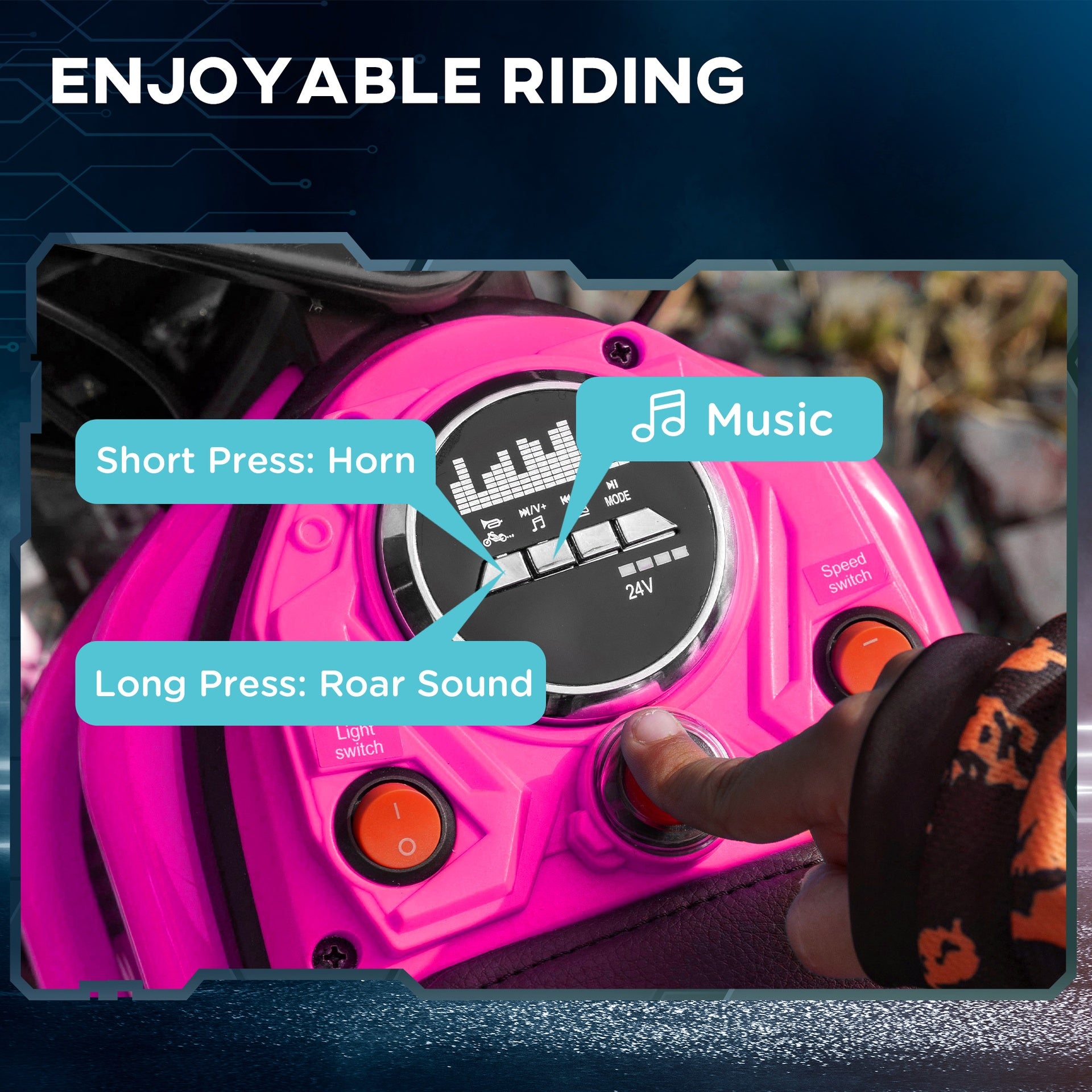 Aosom 24V 350W Electric Dirt Bike Up to 15 MPH w/ Twist Grip Throttle, Pink