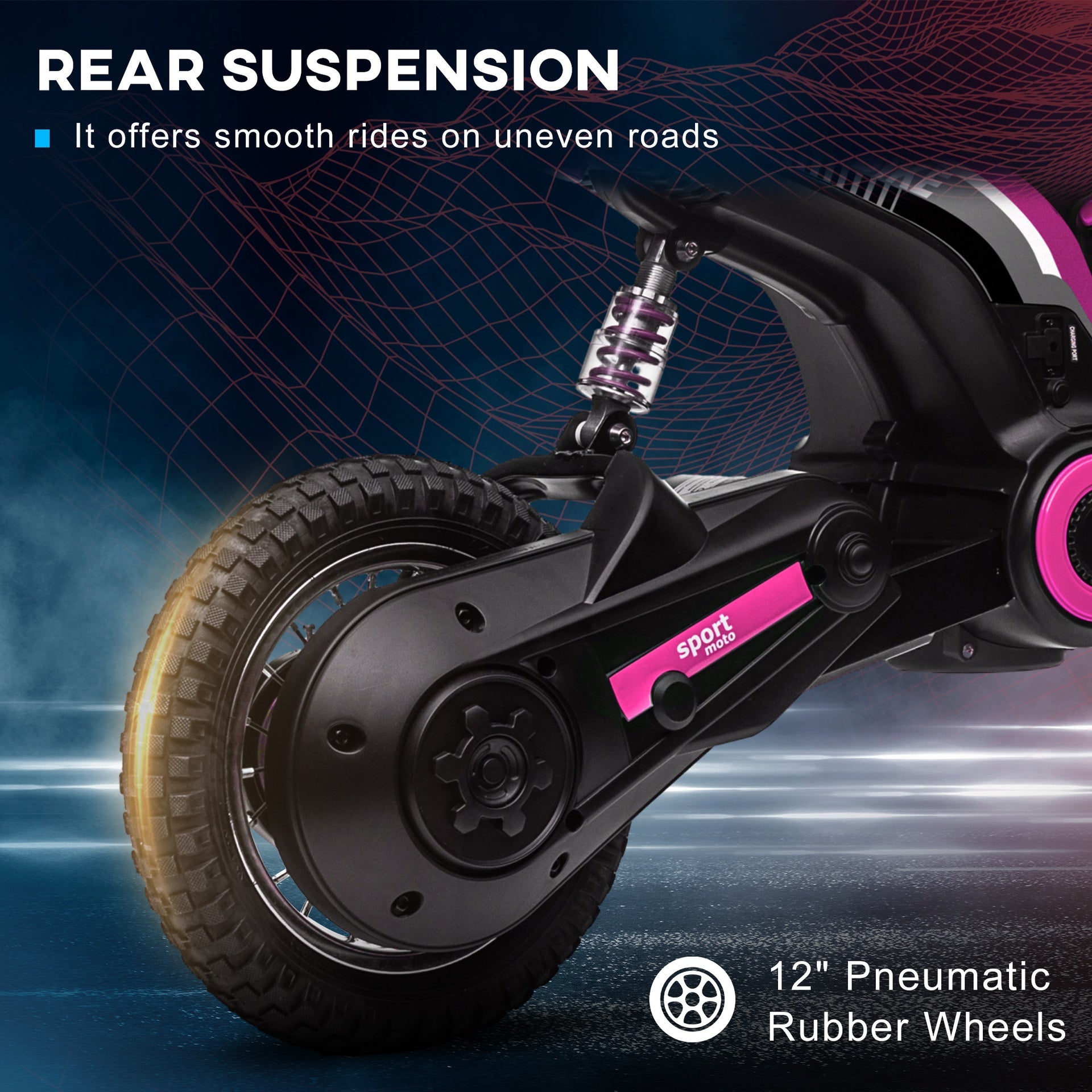 Aosom 24V 350W Electric Dirt Bike Up to 15 MPH w/ Twist Grip Throttle, Pink