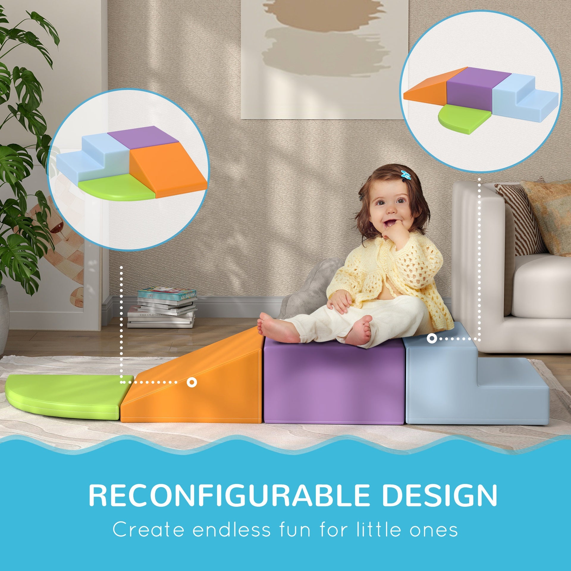 Qaba Foam Play Set for Toddlers and Children Crawling or Sliding, Assorted