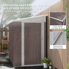 Outsunny 4' x 7.7' Lean to Garden Storage Shed, Outdoor Metal Tool House with Lockable Door Vents for Backyard Patio Lawn