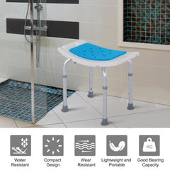HOMCOM Adjustable Aluminum Bath Stool Spa Shower Chair Non-Slip w/ Shower Hole